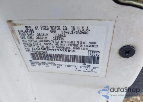 1996 Lincoln Town Car Sgn/Dmnd Anv/Cypress/Jn from USA, damaged, VIN 1LNLM82W4TY620840